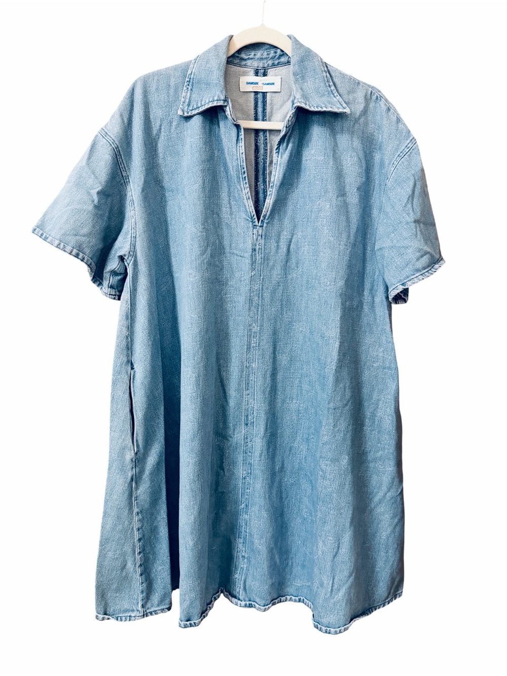 Light Blue Denim Shirt Dress - Casual Relaxed Fit